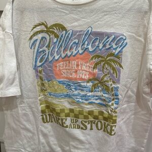 Billabong White Tee with Vibrant Tropical Print